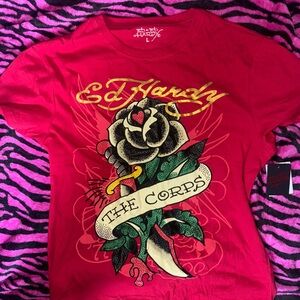 Ed Hardy Men Tee with rhinestone design “THE CORPS”